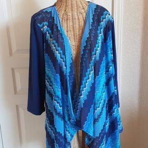 RAFAELLA Studio Blue Open Cardigan Tunic💖💖💖NWT